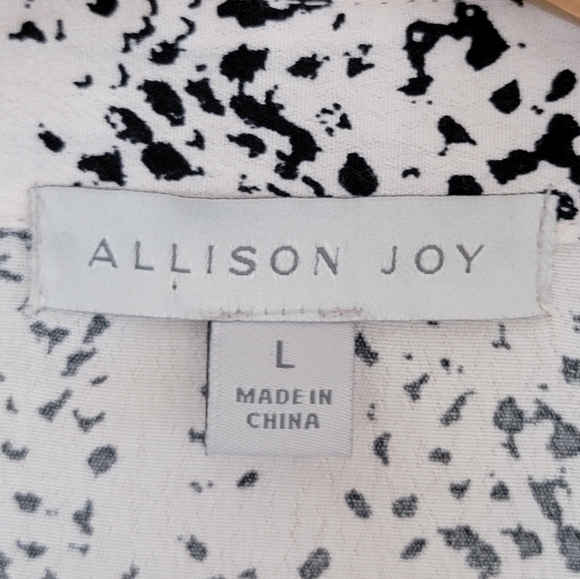 Allison Joy | Ivory & Black Print Long Sleeve Blouse Size Large - Picture 3 of 4